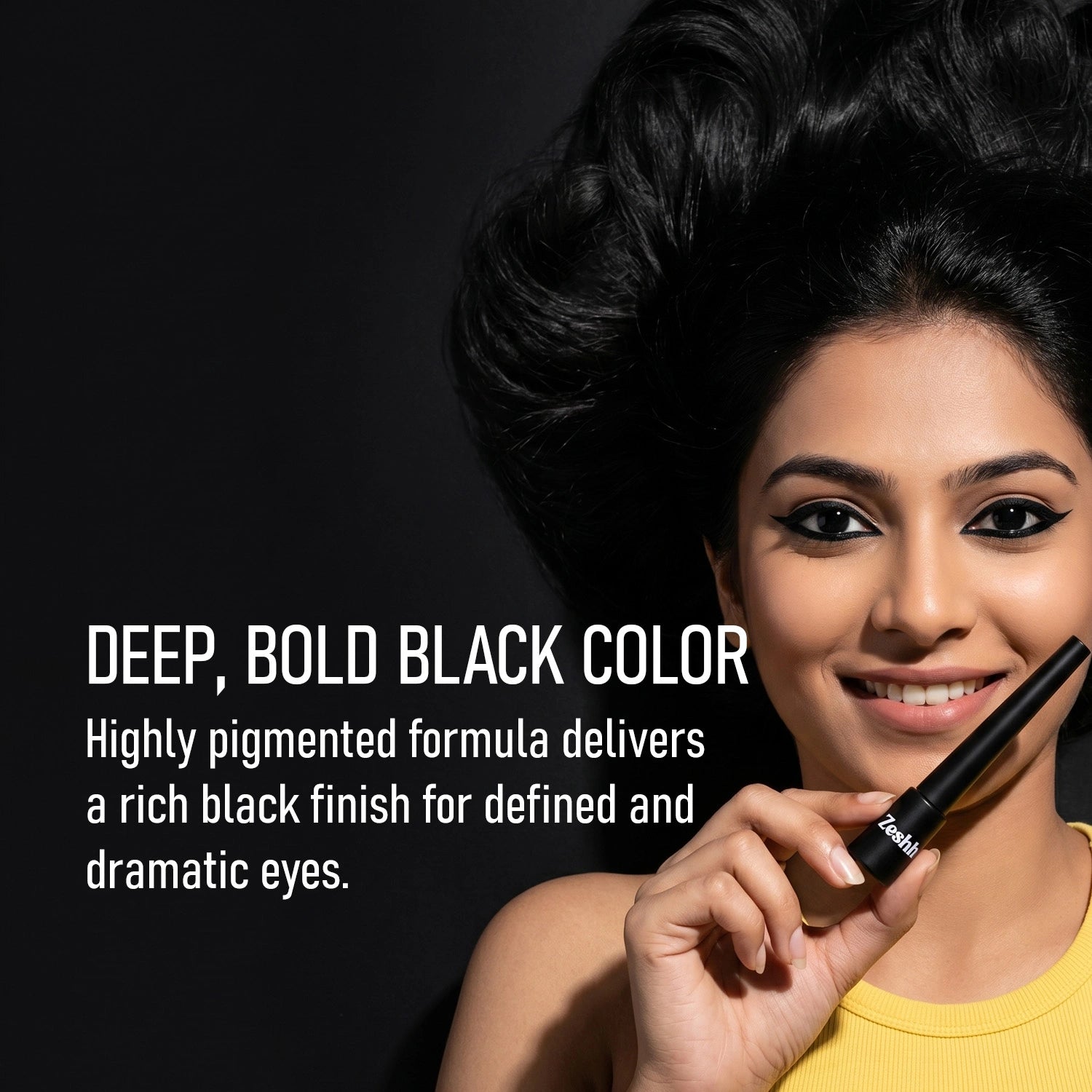 Zeshh Black Liquid Eyeliner – Waterproof, Smudge-Proof, Quick Drying & Long Lasting | Intense Black Finish | 6ml