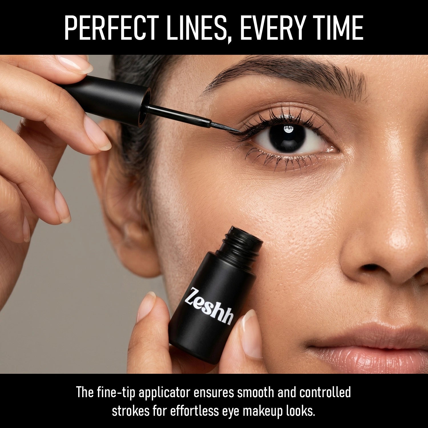 Zeshh Black Liquid Eyeliner – Waterproof, Smudge-Proof, Quick Drying & Long Lasting | Intense Black Finish | 6ml