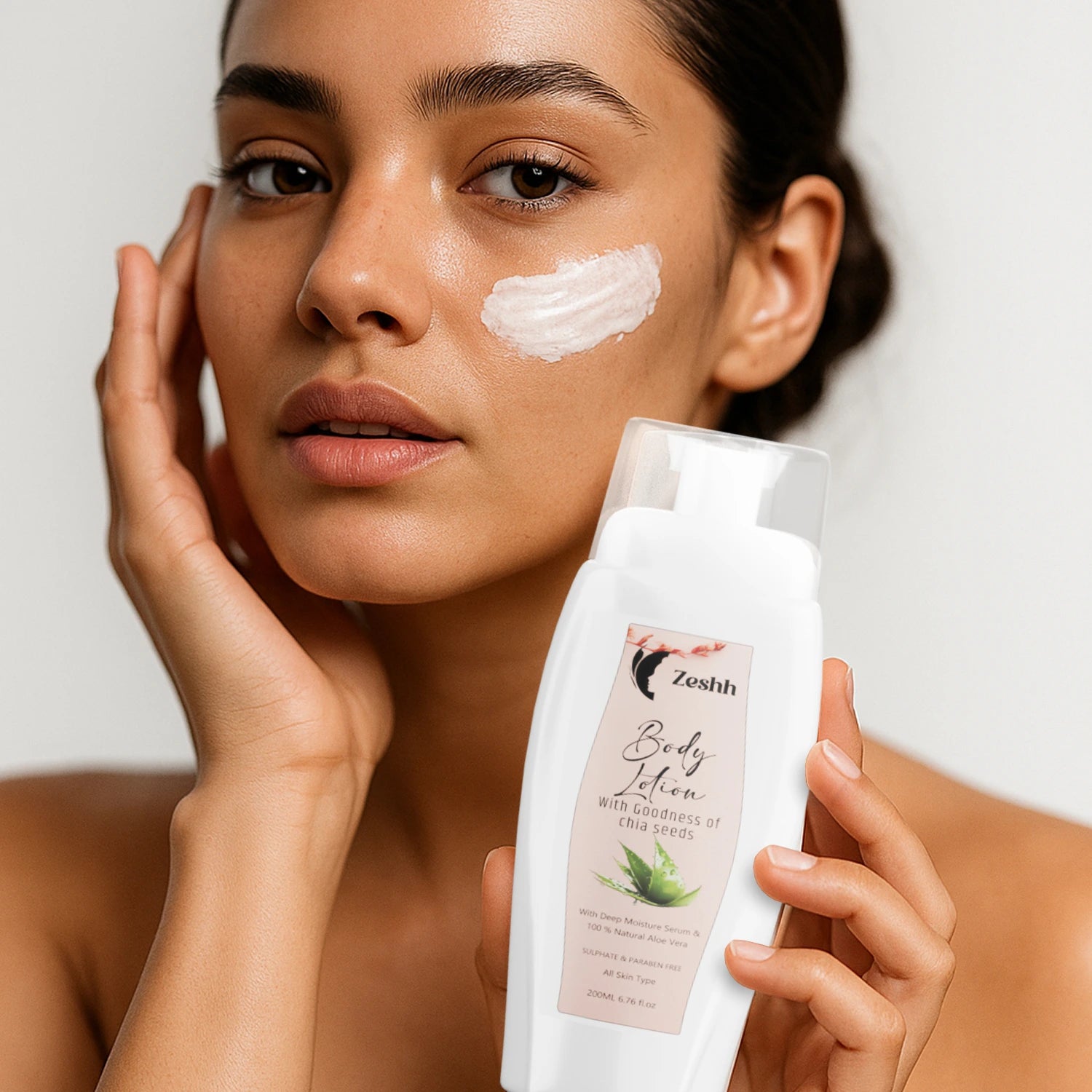 Zeshh Body Lotion with Natural Aloe Vera & Chia Seed Extract | Deep Hydration & Skin Soothing Moisturizer for All Skin Types – 200ml