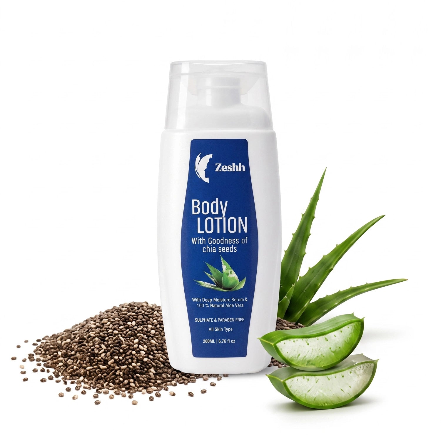Body Lotion for Men & Women | Deep Hydration Body Lotion with Natural Aloe Vera & Chia Seed Extract | Skin Soothing Moisturizer for Soft, Smooth & Healthy Skin | Suitable for All Skin Types | 200ml