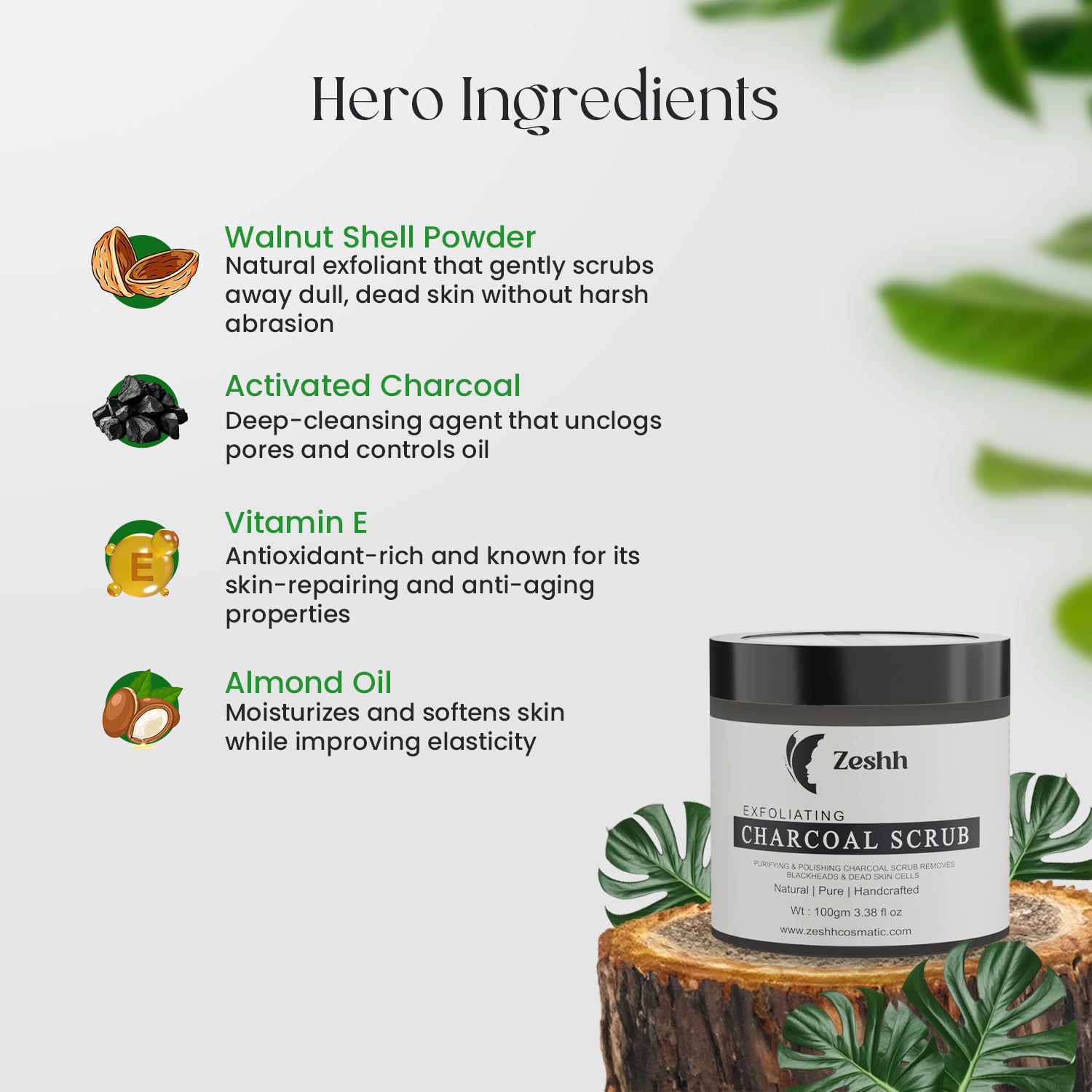 Exfoliating Charcoal Scrub – Remove Dead Skin & Blackheads