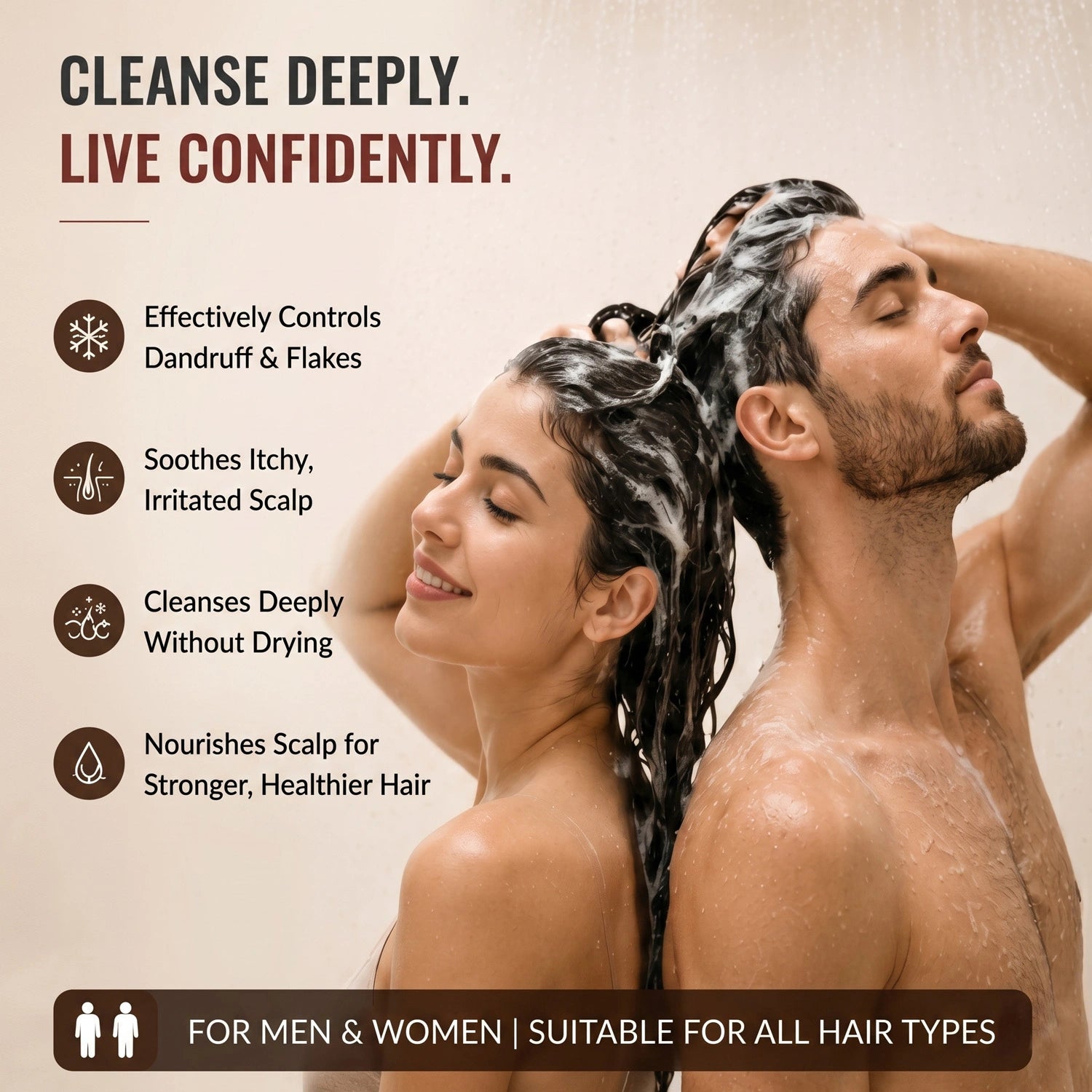 Dandruff Shampoo for Men & Women | Controls Flakes & Soothes Itchy Scalp | Deep Cleansing & Scalp Nourishing Formula for Healthy Hair | Suitable for All Hair Types | Sulphate & Paraben Free