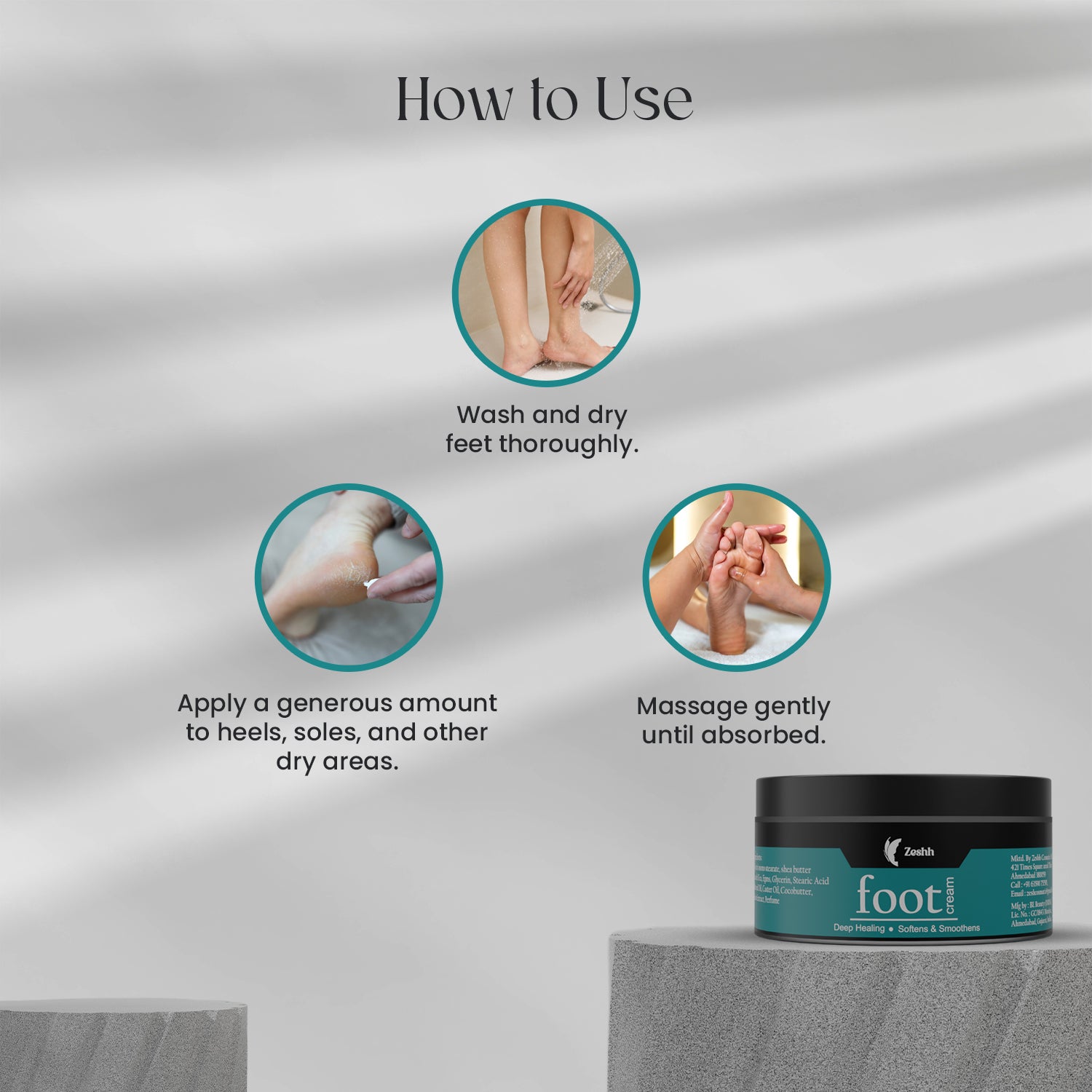 Foot Cream for Cracked Heels & Dry Feet | With Almond Oil, Neem Extract, Castor Oil &  Cocoa Butter