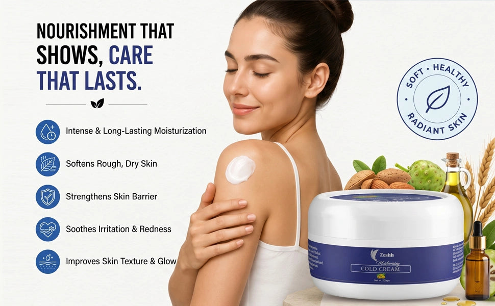 Hydrating cold cream helps soften dry skin improve texture and support healthy glowing skin