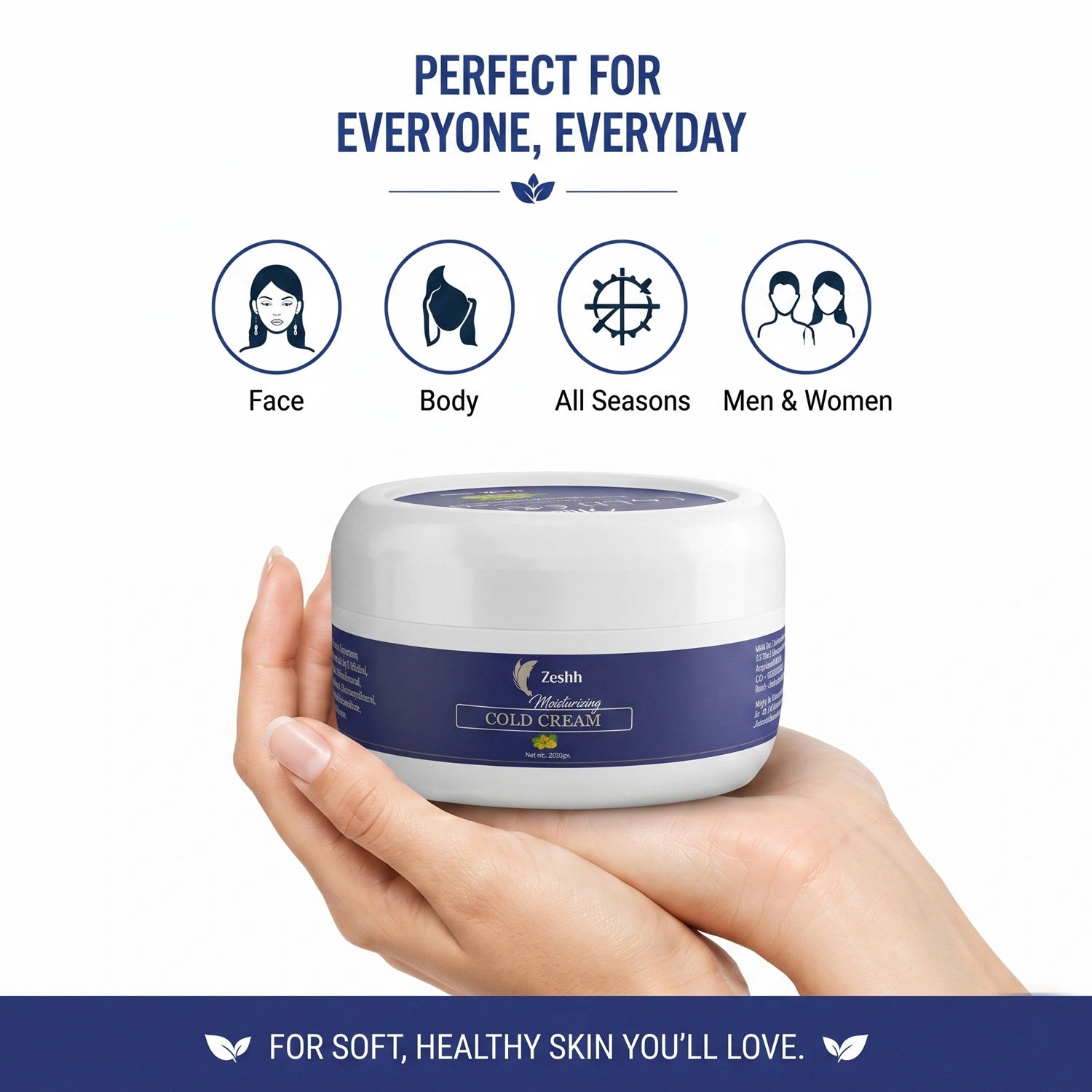 Moisturising Cold Cream for Men & Women | Deep Hydration Face & Body Cream with Noni Extract, Almond Oil & Wheatgerm Oil | Nourishes Dry Skin & Locks in Moisture | Non-Greasy Moisturizer for Soft, Healthy Skin