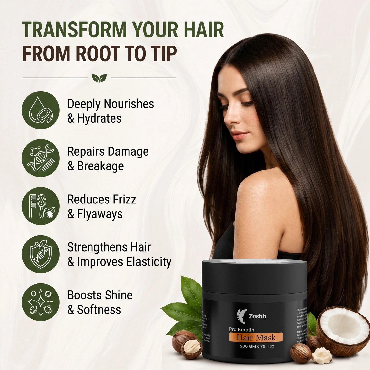 Pro Keratin Hair Mask for Men & Women | Deep Nourishing Hair Mask with Keratin & Shea Butter | Smooth, Strong & Frizz-Free Hair | Repairs Dry & Damaged Hair | Suitable for All Hair Types | 200g