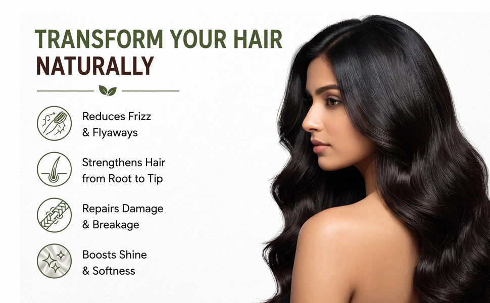 Woman with smooth hair showing Zeshh Pro Keratin Shampoo frizz control benefits