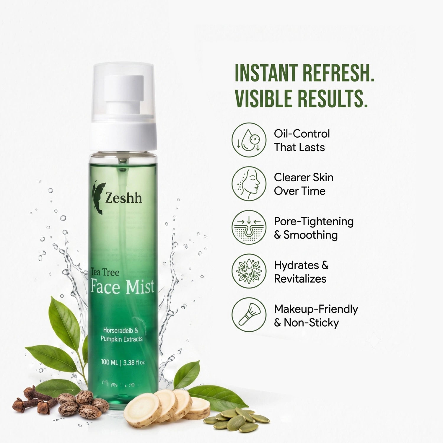 Tea Tree Face Mist for Men & Women | Anti-Acne Face Mist for Acne-Prone Skin with Tea Tree, Clove & Horseradish Extract | Oil-Control & Pore-Tightening Spray | Purifying, Refreshing & Non-Sticky Facial Mist