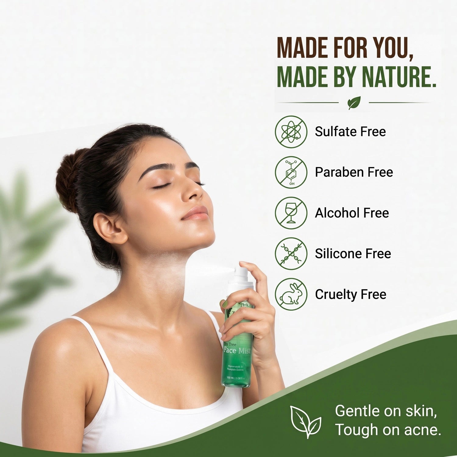 Tea Tree Face Mist for Men & Women | Anti-Acne Face Mist for Acne-Prone Skin with Tea Tree, Clove & Horseradish Extract | Oil-Control & Pore-Tightening Spray | Purifying, Refreshing & Non-Sticky Facial Mist