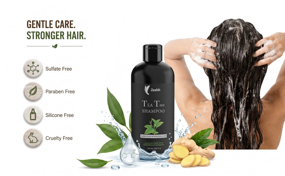 Zeshh Tea Tree Shampoo sulfate free paraben free silicone free cruelty free shampoo