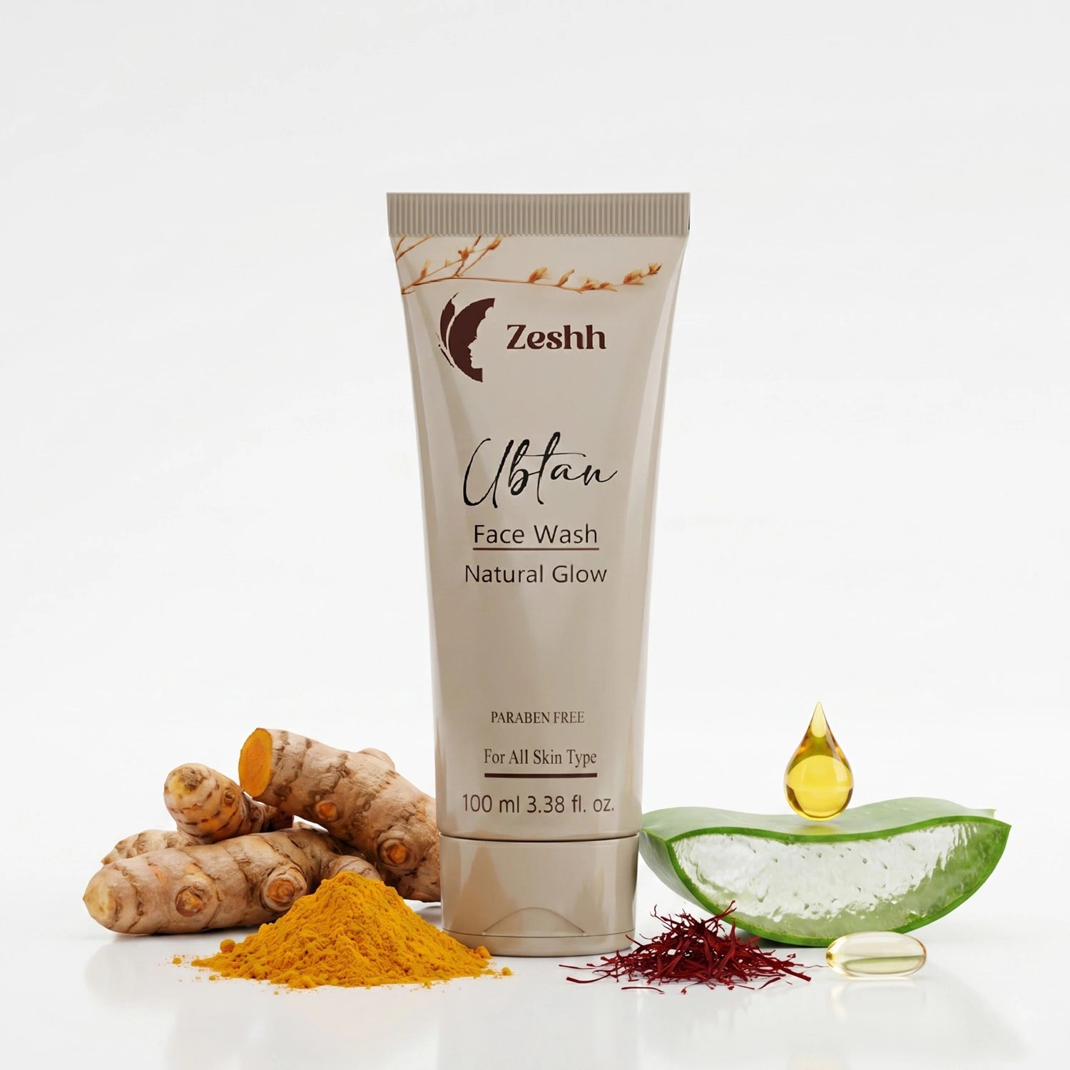 Ubtan Face Wash for Men & Women | Brightening Face Wash with Turmeric & Saffron | Removes Dirt, Excess Oil & Tan | Glowing Skin Cleanser for All Skin Types