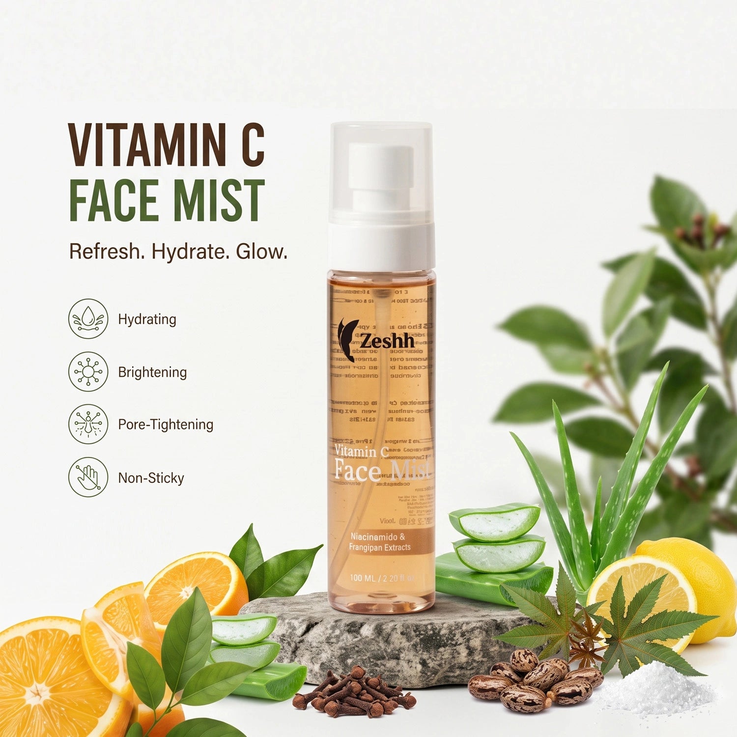 Vitamin C Face Mist for Men & Women | Hydrating & Brightening Face Mist with Vitamin C, Aloe Vera, Orange & Lemon Extracts | Anti-Pigmentation & Pore-Tightening Spray for Glowing Skin | Refreshing Non-Sticky Facial Mist