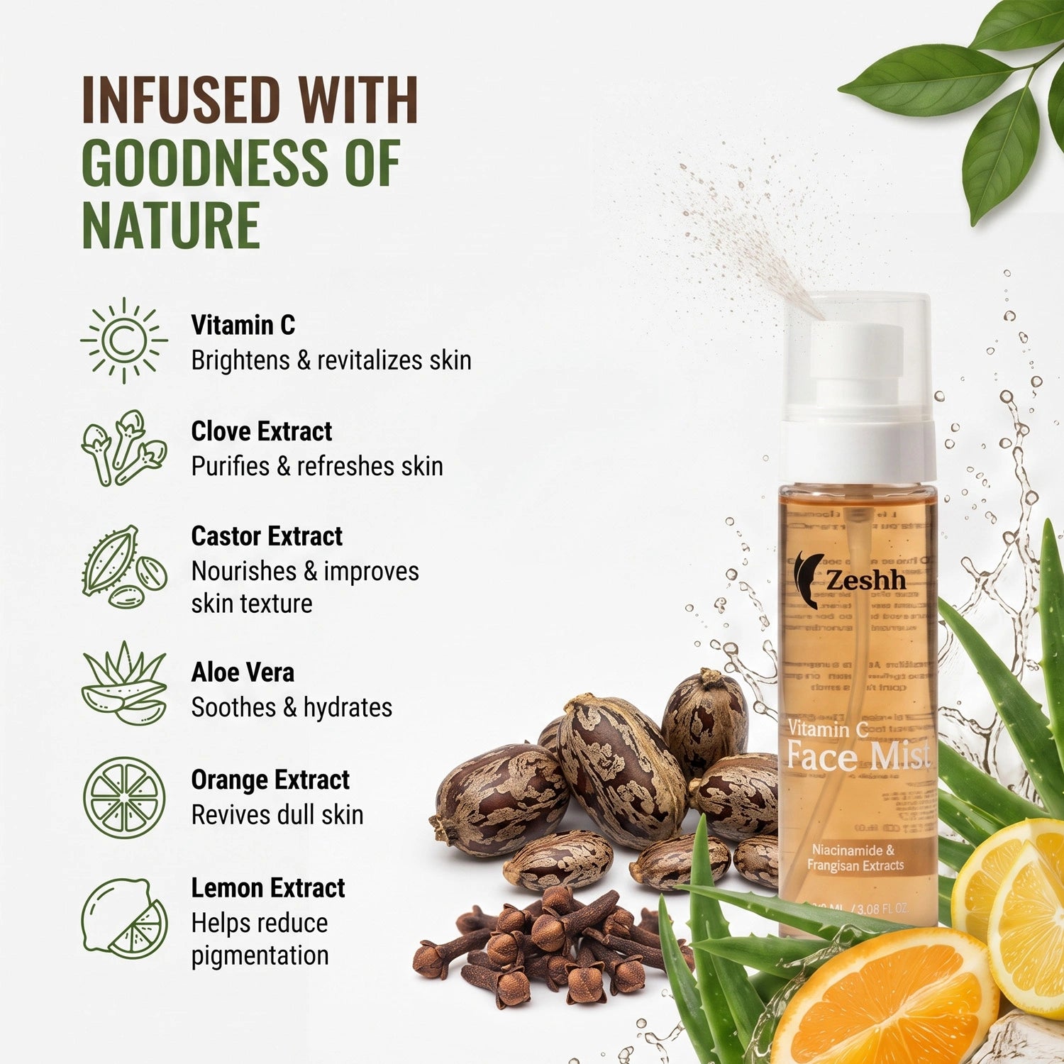 Vitamin C Face Mist for Men & Women | Hydrating & Brightening Face Mist with Vitamin C, Aloe Vera, Orange & Lemon Extracts | Anti-Pigmentation & Pore-Tightening Spray for Glowing Skin | Refreshing Non-Sticky Facial Mist