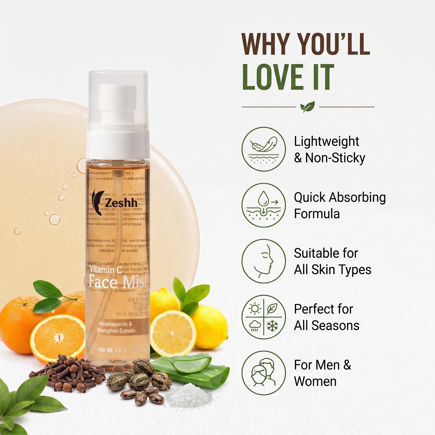 Vitamin C Face Mist for Men & Women | Hydrating & Brightening Face Mist with Vitamin C, Aloe Vera, Orange & Lemon Extracts | Anti-Pigmentation & Pore-Tightening Spray for Glowing Skin | Refreshing Non-Sticky Facial Mist