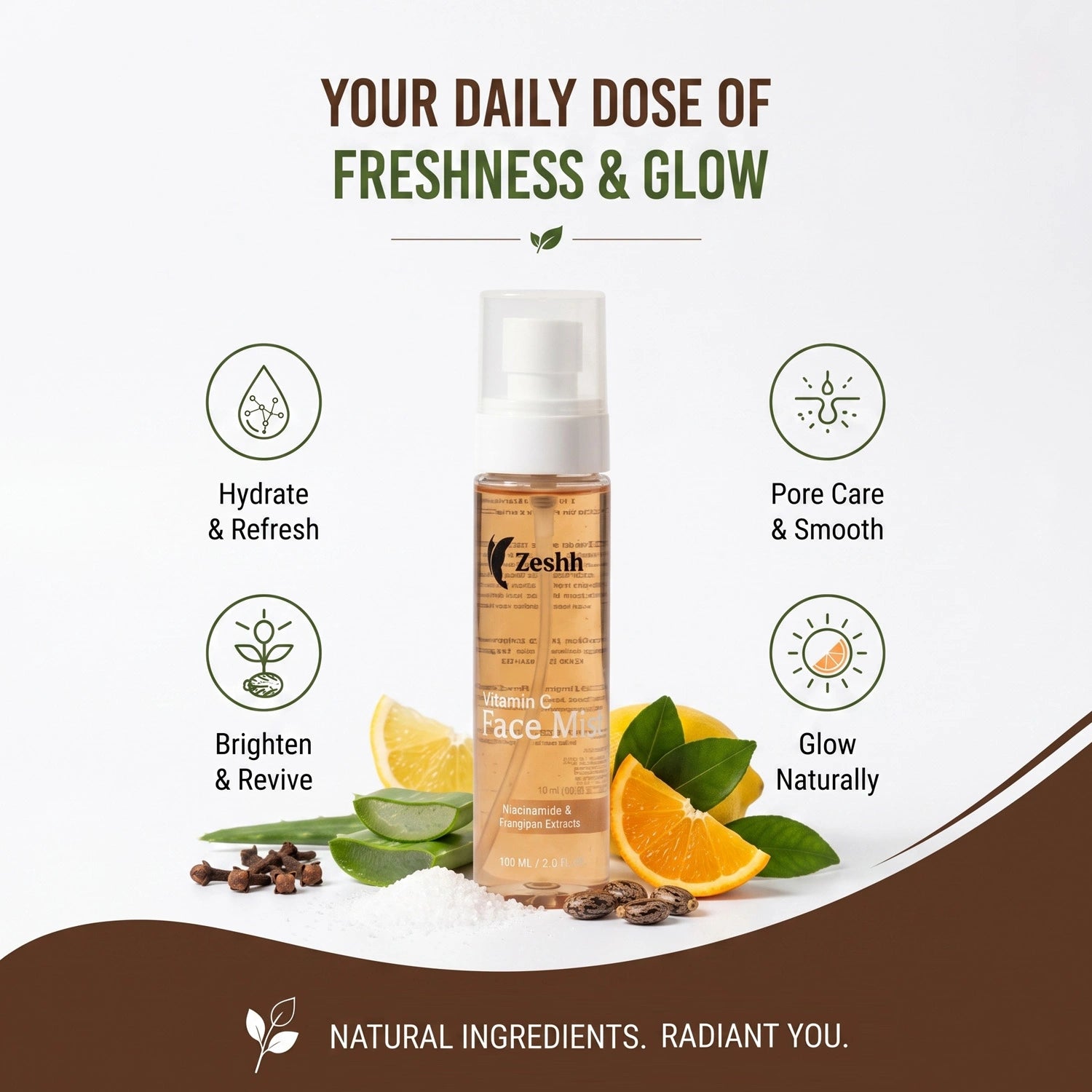 Vitamin C Face Mist for Men & Women | Hydrating & Brightening Face Mist with Vitamin C, Aloe Vera, Orange & Lemon Extracts | Anti-Pigmentation & Pore-Tightening Spray for Glowing Skin | Refreshing Non-Sticky Facial Mist