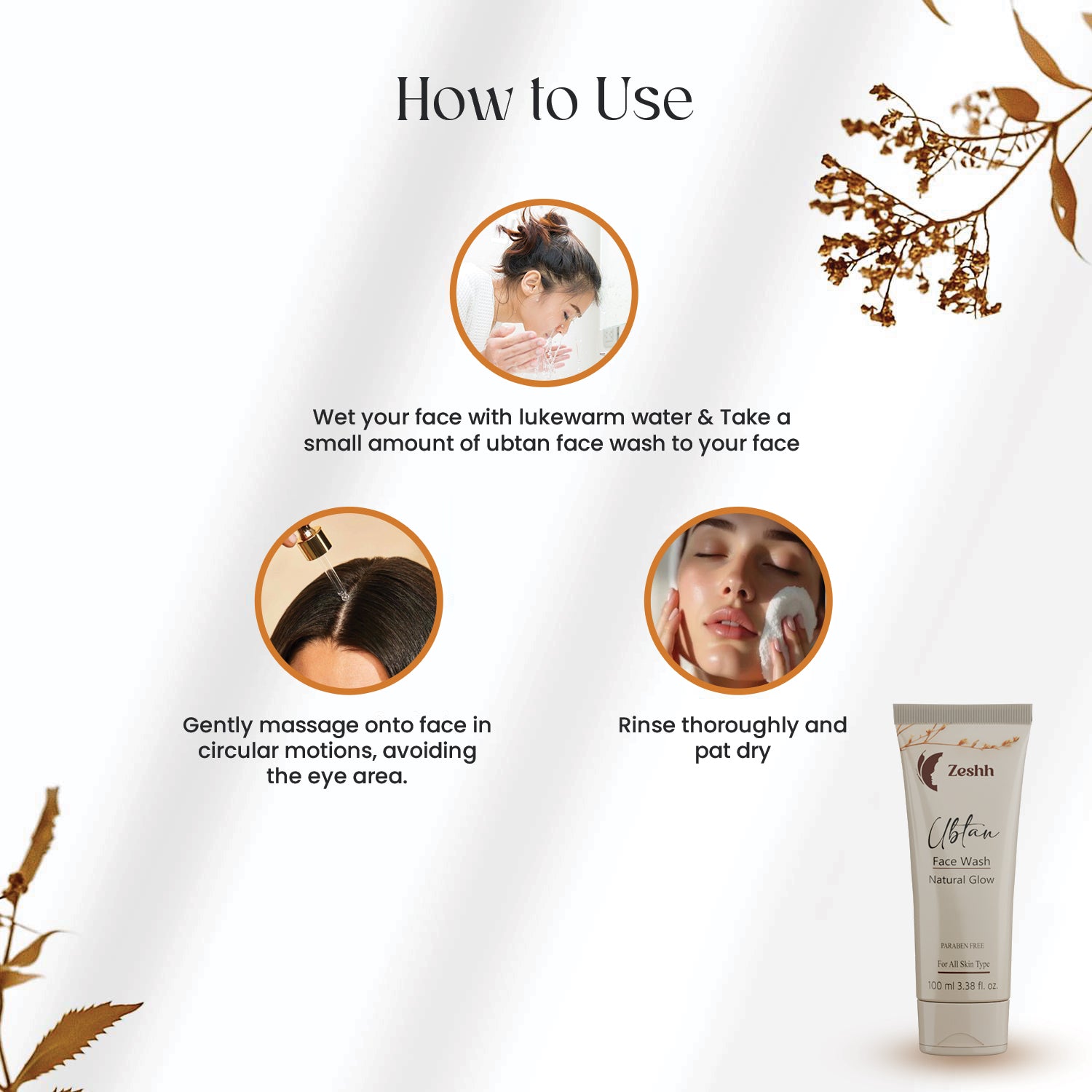 Ubtan Face Wash with Turmeric & Saffron | Brightening Cleanser for Glowing Skin