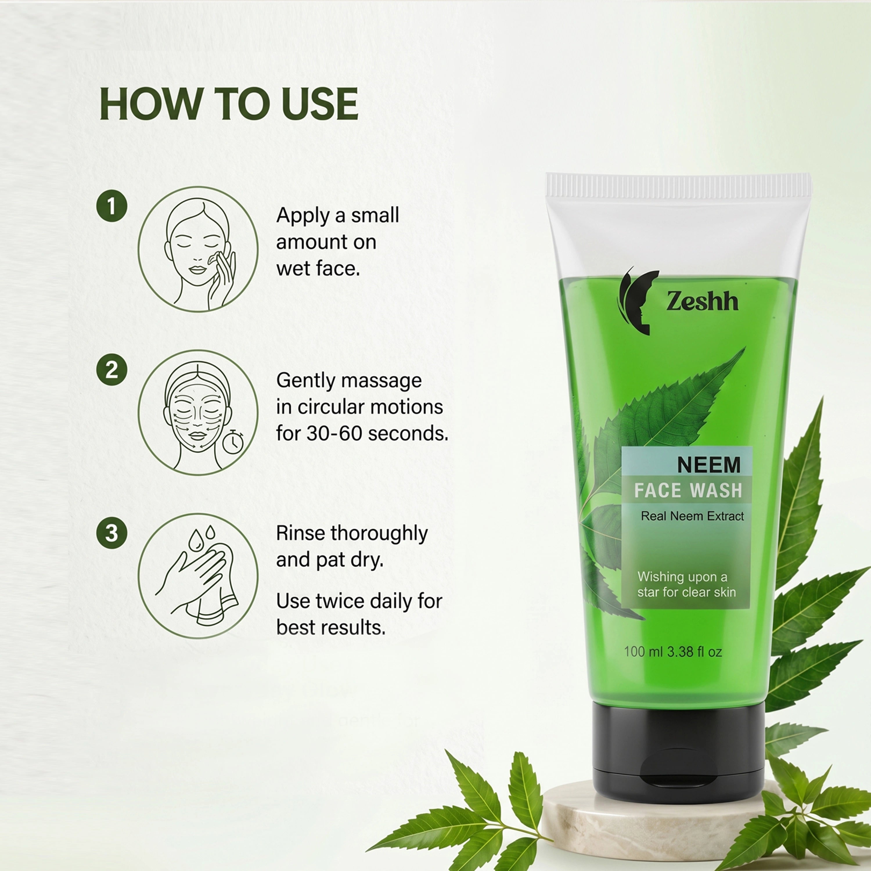 Zeshh Neem Face Wash | Real Neem Extract for Clear, Healthy Skin – 100ml