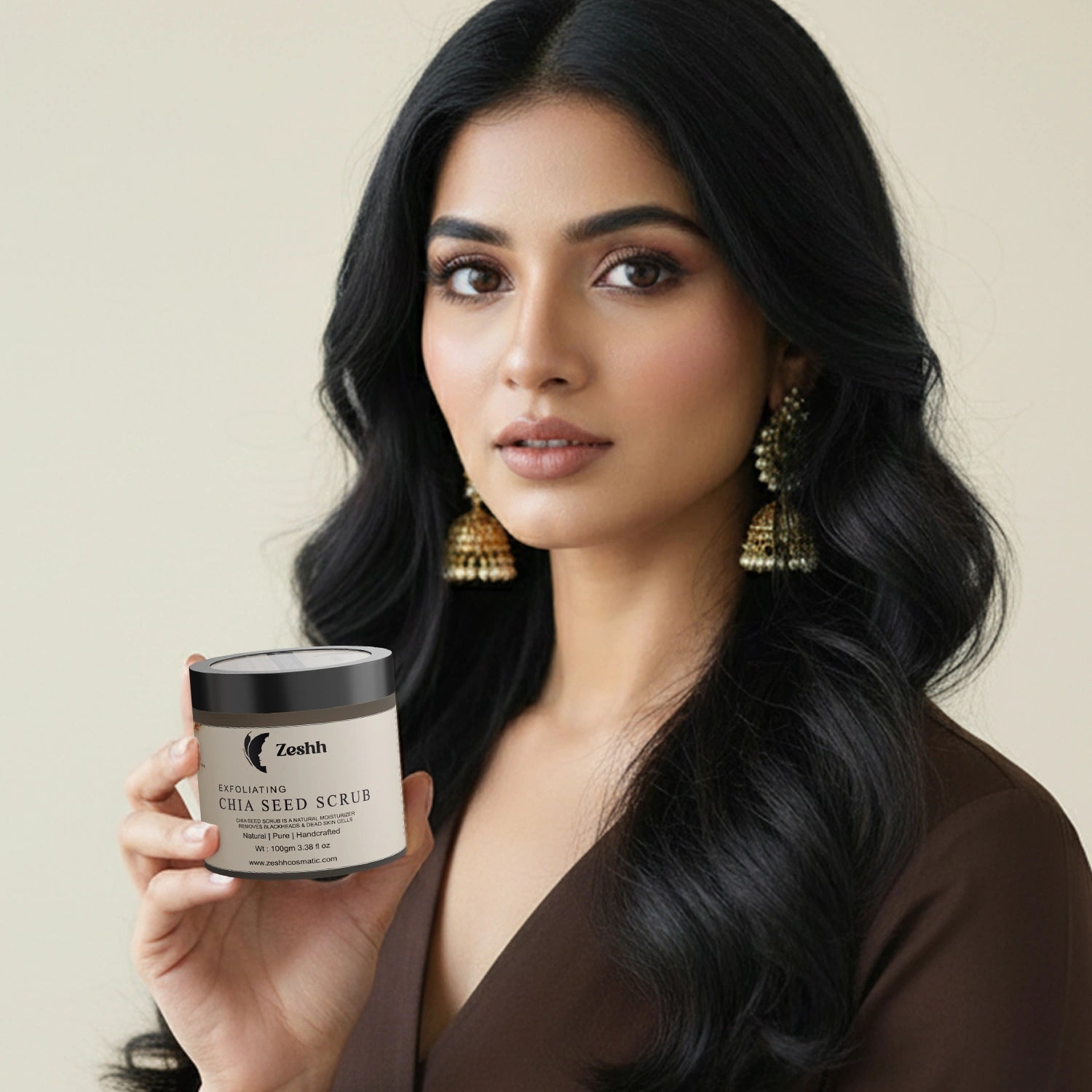 Exfoliating Chia Seed Scrub – Deep Cleanse with Walnut Shell, Menthol & Vitamin E