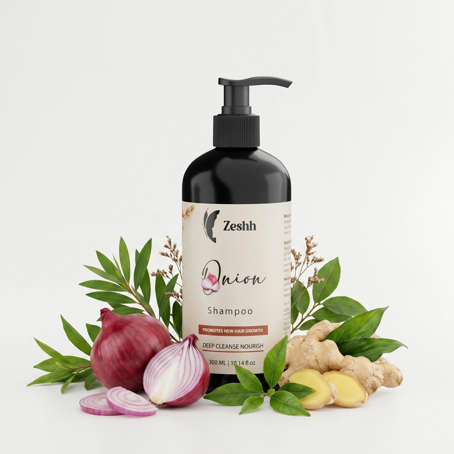 Onion Shampoo for Men & Women | Hair Fall Control & Hair Growth Shampoo with Red Onion Extract & Ginger Oil | Strengthens Roots, Nourishes Scalp & Promotes Healthy Hair | Sulfate-Free Shampoo for All Hair Types | 300ml